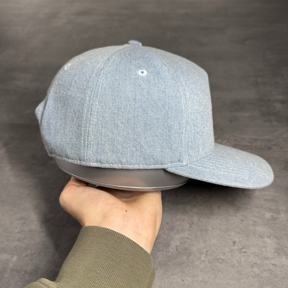 Black Ski Snapback Hat Blue Denim Chambray Brown Suede Trucker Gorpcore Cap - Picture 4 of 8